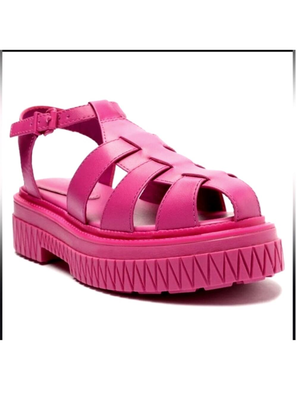 SCHUTZ Pink Beatrix Nappa Leather Platform Sandals